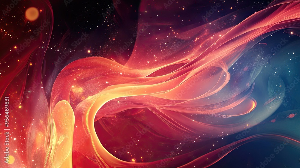 Poster abstract background with swirling colors and glowing lights. a beautiful and ethereal image that evo