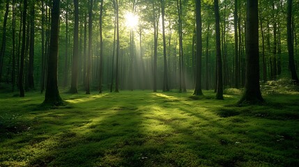 Naklejka premium green woods panorama natural landscape : Generative AI