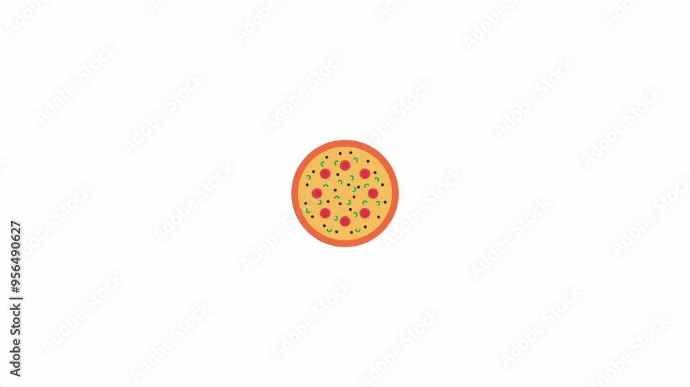 Poster pizza slices disappointing loading animation. food ordering app animated element 2d abstract 4k vide