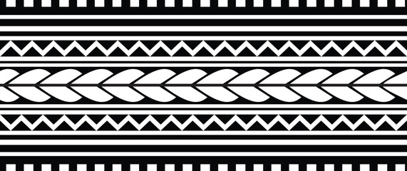 Polynesian tattoo tribal band design. Samoan tattoo tribal ornament border.
 Decorative seamless pattern.