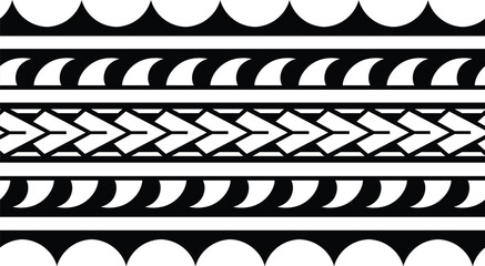 Polynesian tattoo tribal band design. Samoan tattoo tribal ornament border.
 Decorative seamless pattern.