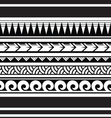 Polynesian tattoo tribal band design. Samoan tattoo tribal ornament border.
 Decorative seamless pattern.