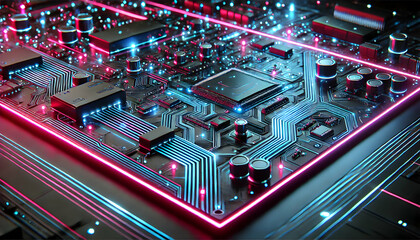 Electronic circuit computer board. Technology circuit.