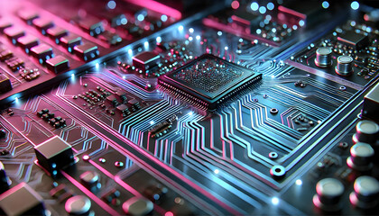 Electronic circuit computer board. Technology circuit.