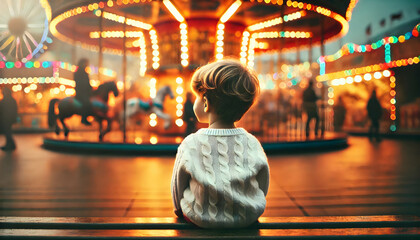 Abandoned kid at amusement park. 