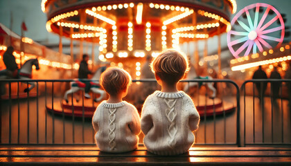 Abandoned kids at amusement park. 