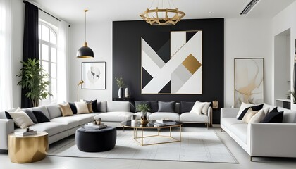 Photo interior modern design room 3d illustration