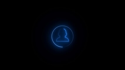 Neon light human silhouette. Man from future, enigmatic person, anonymous symbol.