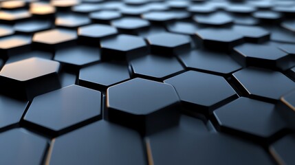 Fototapeta premium Abstract 3D render of a dark blue hexagonal pattern.