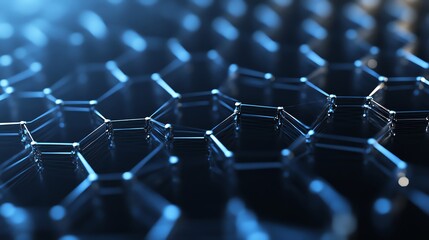 Obraz premium Abstract metallic hexagonal pattern in blue tones.