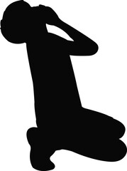 a boy crying, body silhouette vector