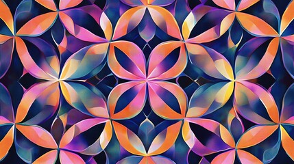 Colorful abstract flower pattern with vibrant colors and repeating design.
