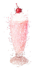 Glitter strawberry milkshake design element