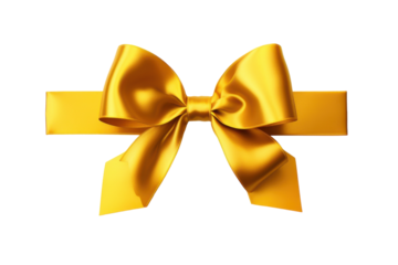 Bright yellow satin ribbon bow tied elegantly on a matching band, perfect for gift wrapping and festive decorations