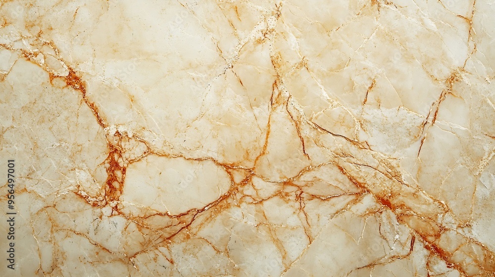 Poster Beige marble texture with subtle veins and streaks displaying a smooth and elegant stone background : Generative AI