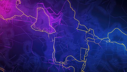 Polygonal mesh line illustration of a map featuring a contemporary design and style