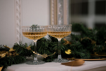glasses of champagne on New Year's Eve, Christmas