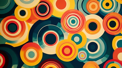 Abstract colorful concentric circles background.