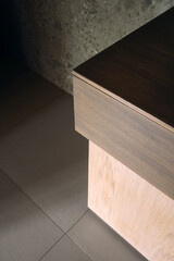 Modern wooden table corner with smooth finish set