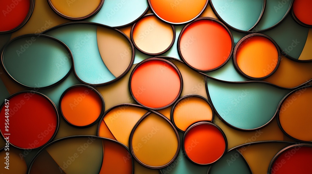 Aufkleber abstract colorful geometric shapes in a repeating pattern.