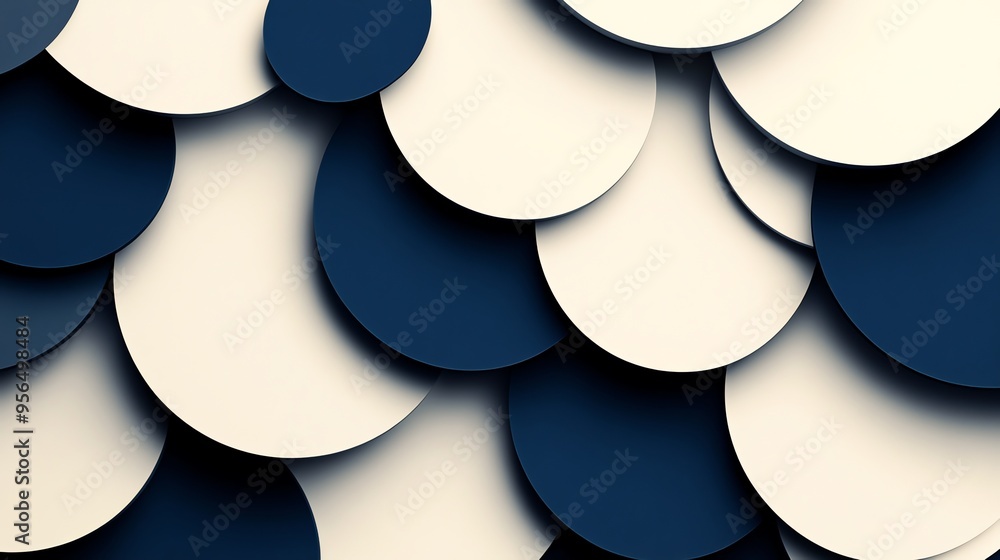 Aufkleber abstract background of overlapping circles in white and blue.