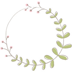 Leafy doodle frame design element