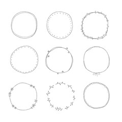 Leafy doodle sticker design element set