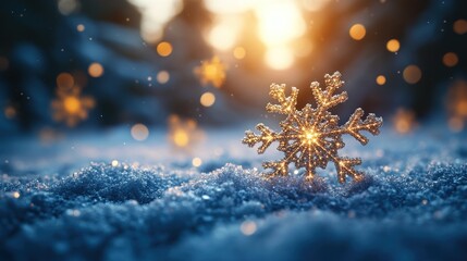 A serene Christmas night with softly illuminated snowflakes.