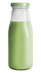 Fresh milk green tea in a glass bottle mockup
