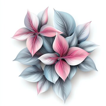 Beautiful stylized leaves in shades of pink and blue, creating a vivid and artistic floral arrangement for decor or design.