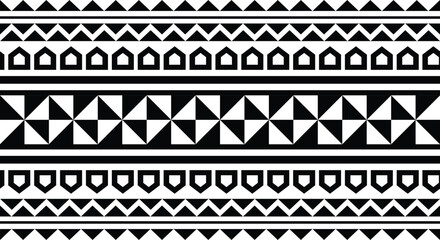 Polynesian tattoo tribal band design. Samoan tattoo tribal ornament border.
 Decorative seamless pattern.