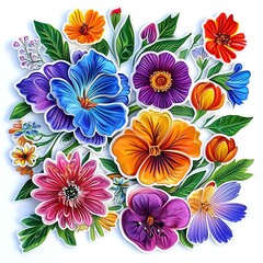 Vibrant floral arrangement featuring a variety of colorful flowers, perfect for adding a touch of nature to any design.