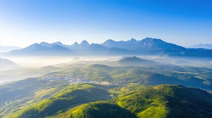 an aerial view of a mountain range on the outskirts of a city, where nature meets urban development, showcasing the contrast between rugged landscapes and modern architecture