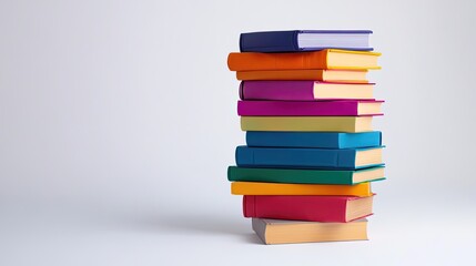Fototapeta premium A stack of colorful books on a white background.