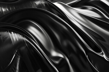 Fototapeta premium Abstract waves and curves, with high contrast black and white colors. Generative AI