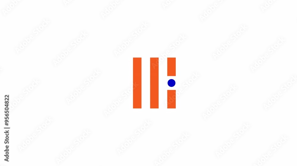 Poster dot moving through vertical bars loading animation. data upgrade process animated element 2d abstrac