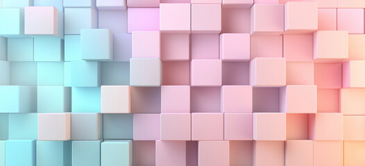 Colorful Abstract 3D Cubes in Pastel Tones, Creating a Geometric Pattern with a Modern and Minimalist Aesthetic for Design and Creative Background