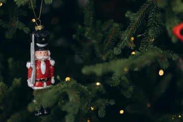 green festive tree and Christmas toys