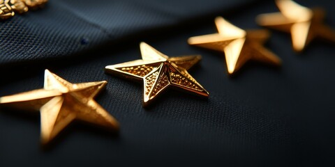 Golden stars on dark fabric.