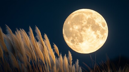 The harvest moon and Japanese pampas grass : Generative AI
