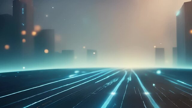 Digital Cityscape with Futuristic Technology and Data Network