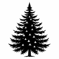 Christmas tree silhouette vector illustration, New Year Xmas tree icon on white background