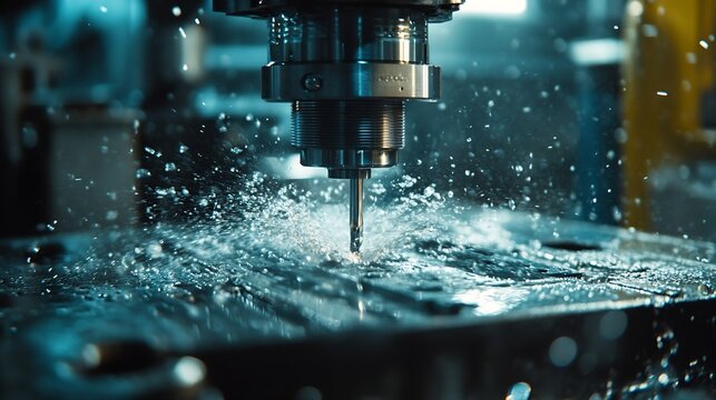 The CNC milling machine rough cutting the injection mold parts by indexable tools The mold and die manufacturing process by machining center with the solid endmill tools : Generative AI