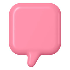 Pink png speech bubble badge, 3D rendering graphic on transparent background