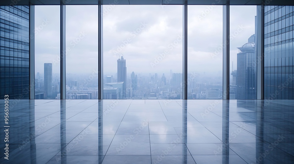 Poster empty space wide open tall buildings in the background big city view business and industry : generat
