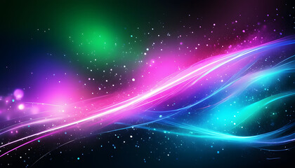 Fototapeta premium A stunning swirl of light effects in pink, purple, blue, and green against a black background, perfect for abstract and energetic visual projects.