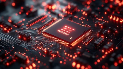 Concept of Technology AI Artificial intelligence AI chip IC on board PCB board CPU : Generative AI