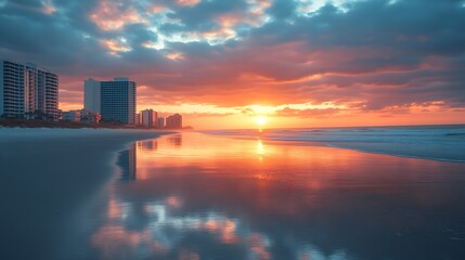 Morning at Daytona Beach Sunrise Cloudy : Generative AI