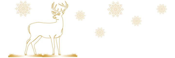 illustration of a deer with line art style for christmas and happy new year background