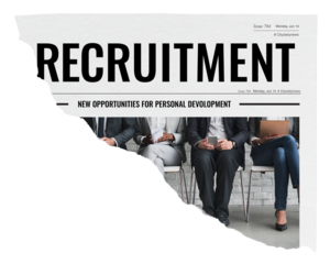 Job recruitment png newspaper sticker, business image on transparent background